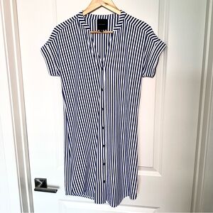 Alex Marie Blue and White Striped Button Down Dress